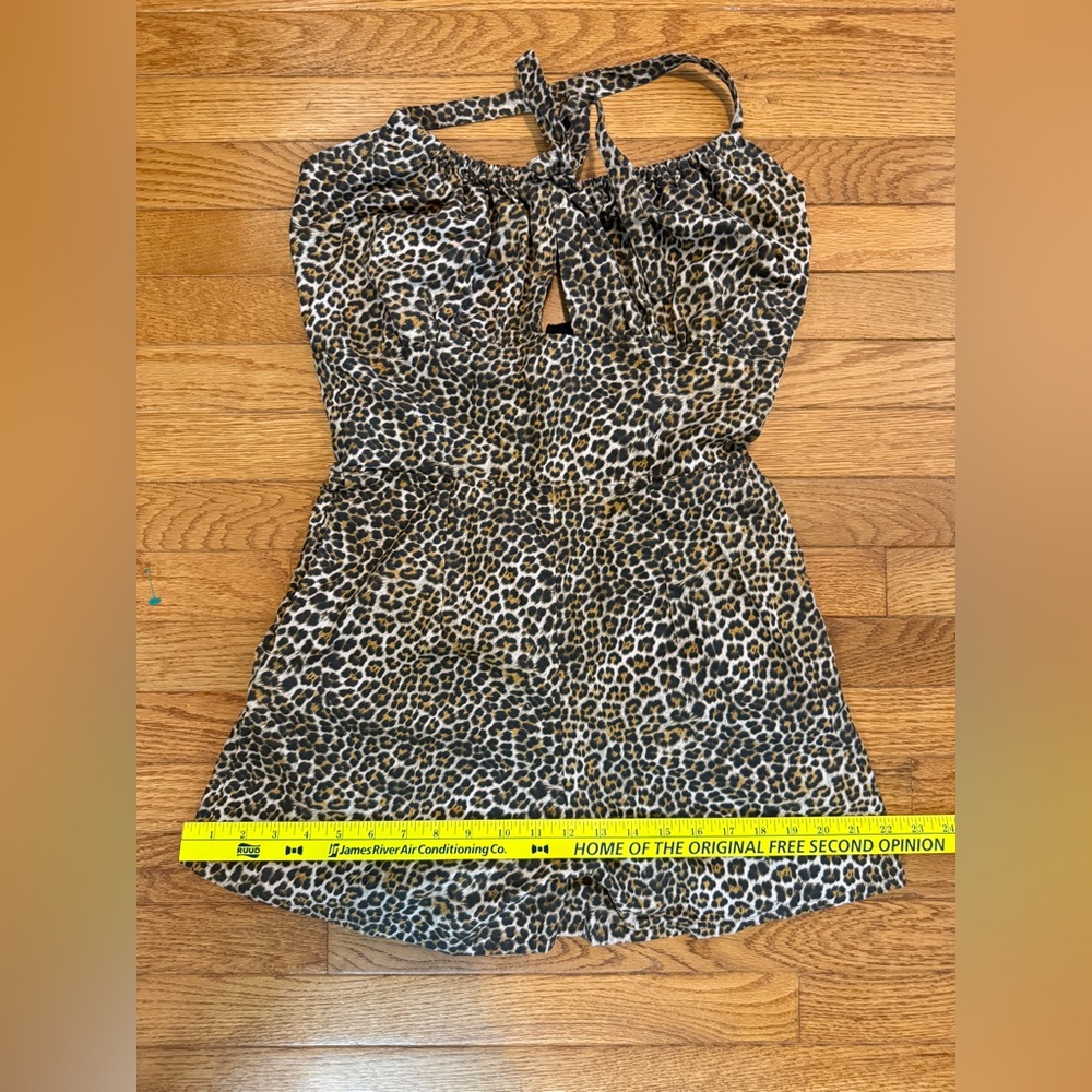 Retroverte two piece 1950s style playsuit Leopard romper over skirt medium - Picture 4 of 9